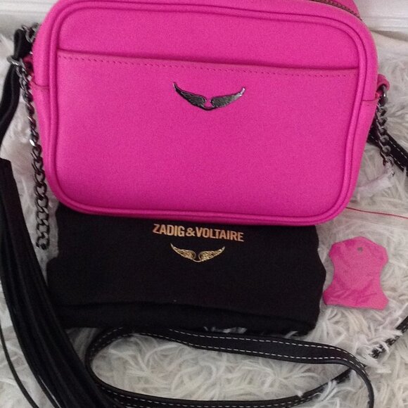 Zadig & Voltaire X-Small Boxy Initials Shoulder Bag Buttery Leather Barbiecore - Picture 10 of 11